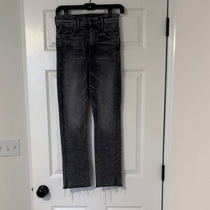 Mother High Waisted Rascal Ankle Snippet Black Denim Jeans